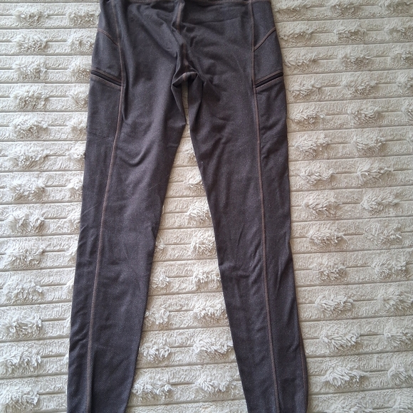 Athleta Charcoal Leggings with Brown Stitching - Picture 2 of 3